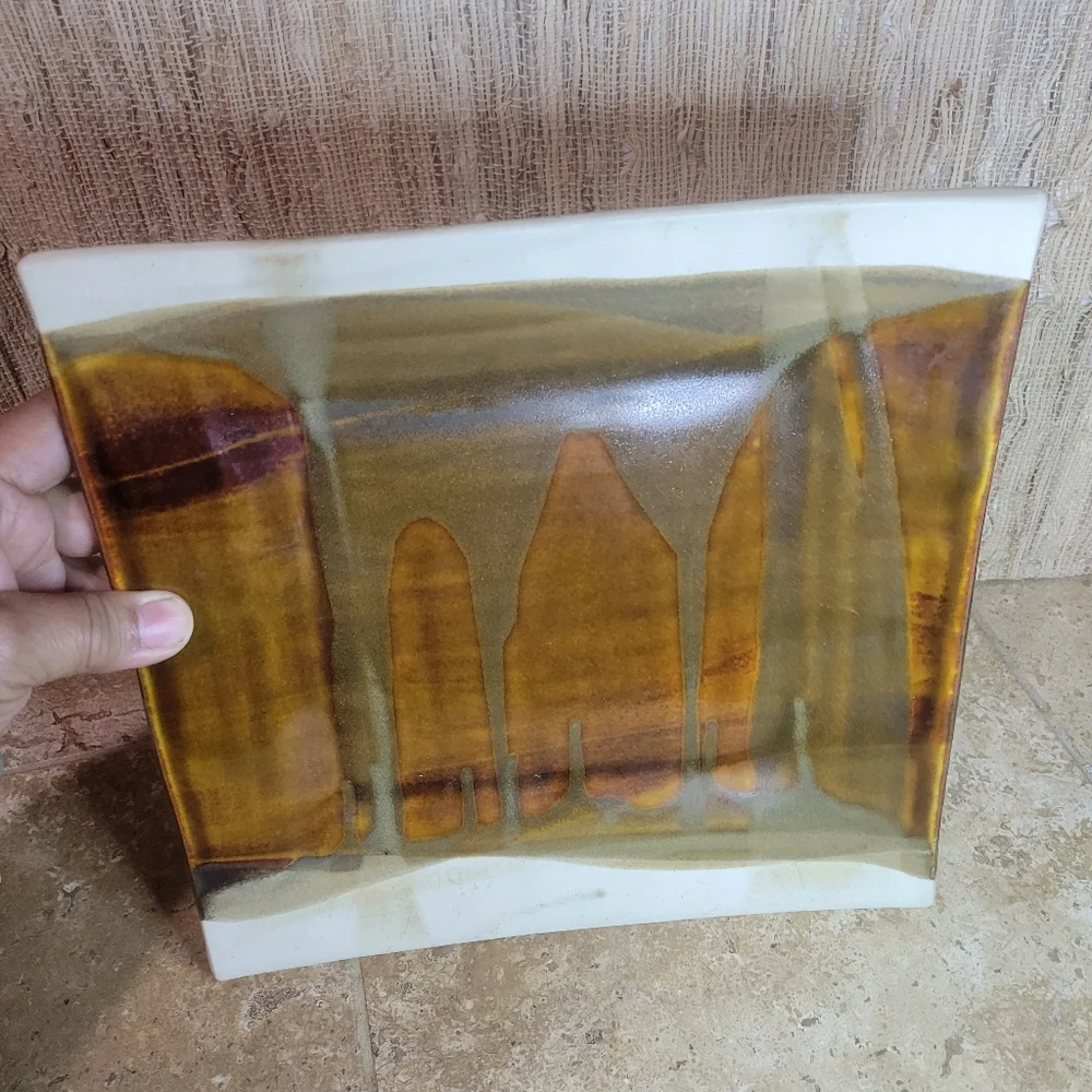 Discontinued Lrg Alex Marshall Studios Art Pottery Stoneware Appetizer Tray